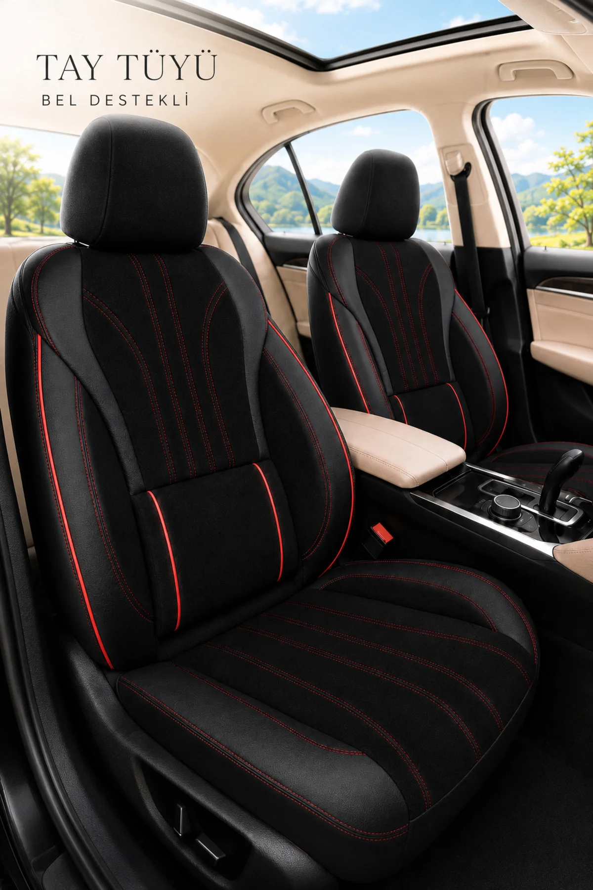 Dacia Sandero 2008 Sonrası Uyumlu Palmiye Serisi Siyah Kırmızı Bel Destekli Tay Tüyü Koltuk Kılıfı Fiyatı, Yorumları ve Özellikleri