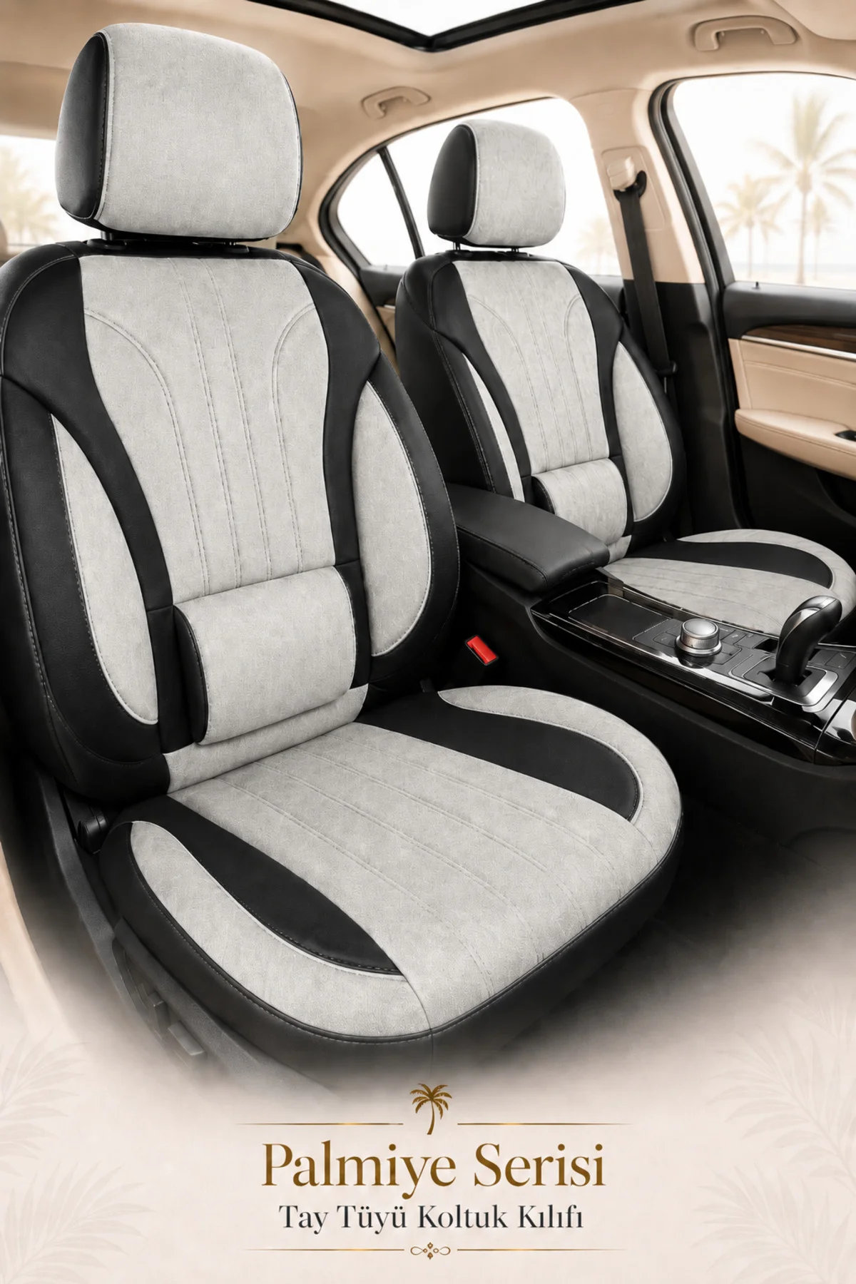 Dacia Sandero 2008 Sonrası Uyumlu Palmiye Serisi Gri Siyah Bel Destekli Tay Tüyü Koltuk Kılıfı Fiyatı, Yorumları ve Özellikleri