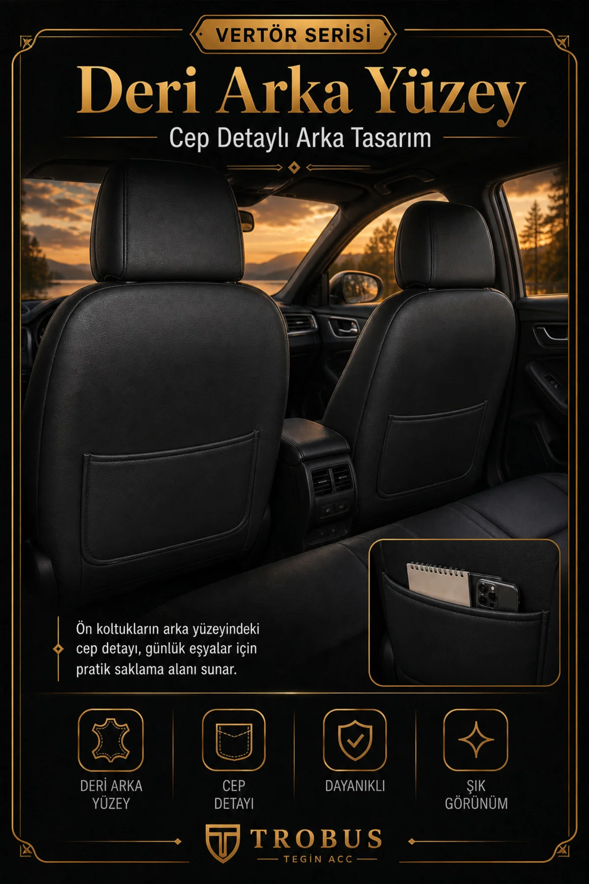 Dacia Sandero 2008+ Uyumlu Vertör Serisi Ortopedik Tay Tüyü Siyah Kırmızı Koltuk Kılıfı