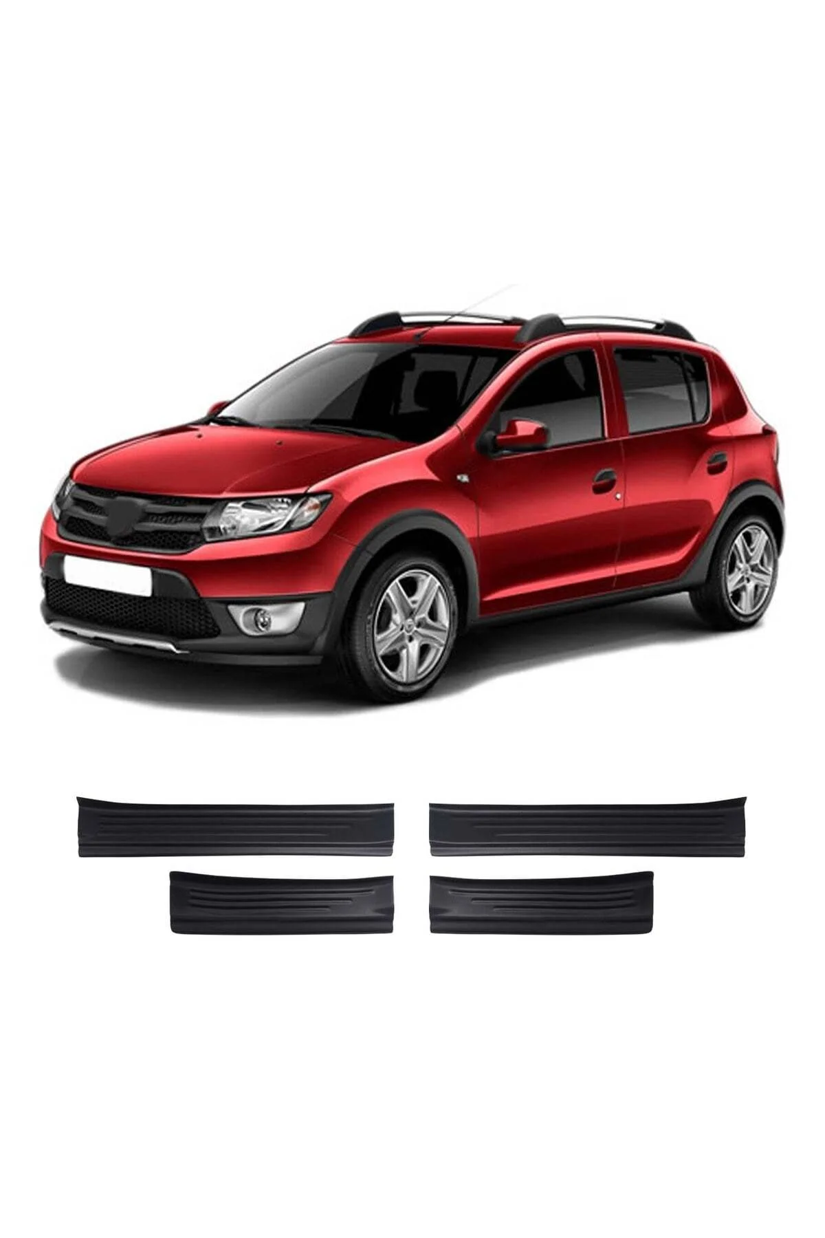 Dacia Sandero 2012-2020 Uyumlu Kapı Eşiği Koruma ABS 4 Parça Parlak Siyah - Görsel 2