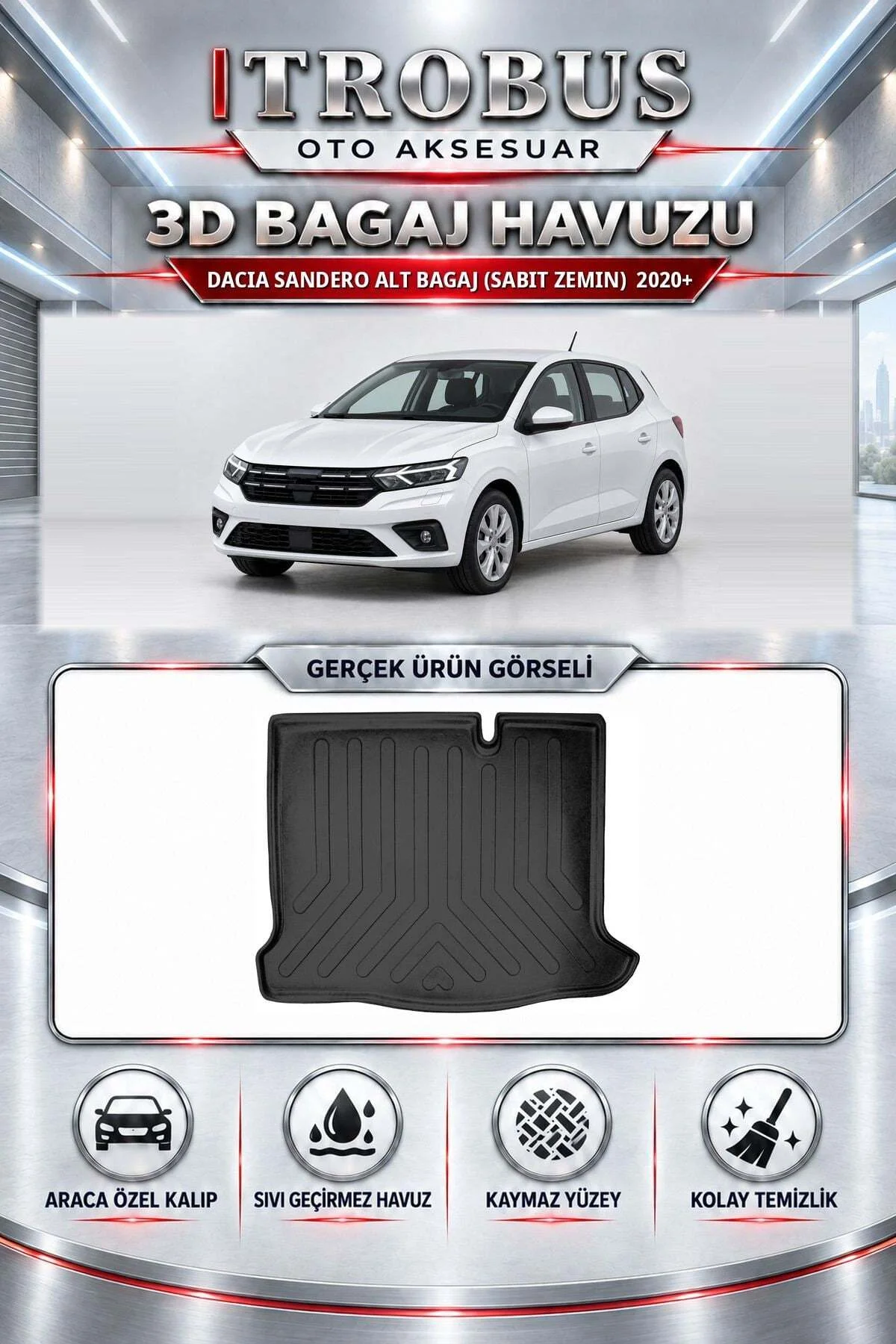 Dacia Sandero 2020 Sonrası Alt Bagaj (Sabit Zemin) Araca Özel 3D Bagaj Havuzu Dacia Sandero 2020 Sonrası Alt Bagaj (Sabit Zemin) Araca Özel 3D Bagaj Havuzu