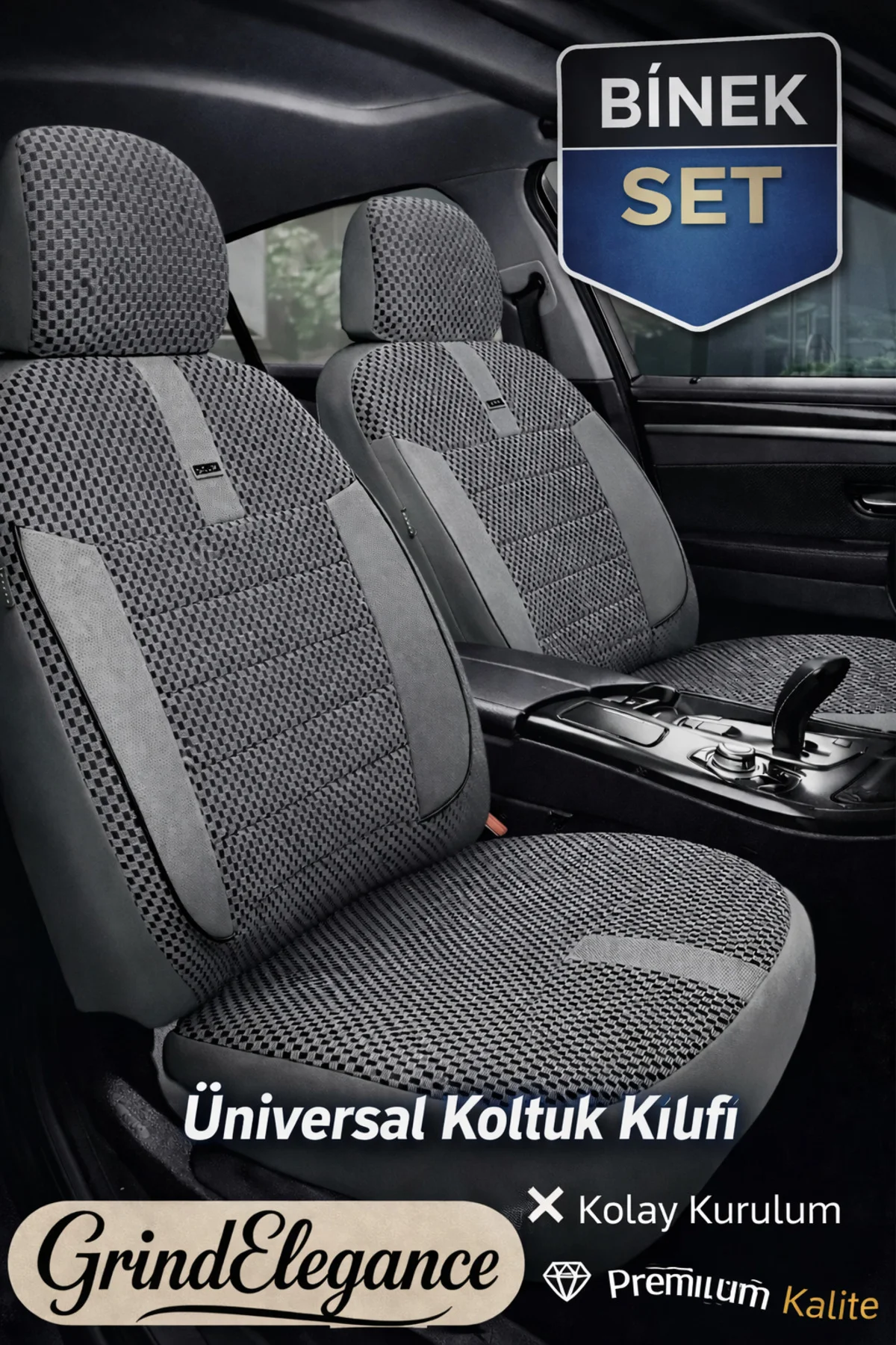 Dacia Sandero Ambiance 2008-2012 Bütün Arka Sırt Oturak Uyumlu Vira GrindElegance Gri Koltuk Kılıfı