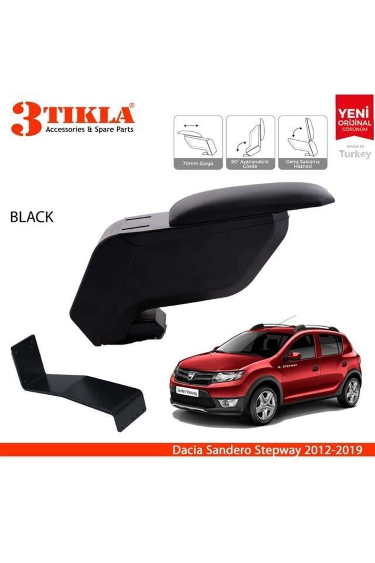Dacia Sandero Stepway 2012-2019 Delmesiz Çelik Ayaklı Siyah Kolça