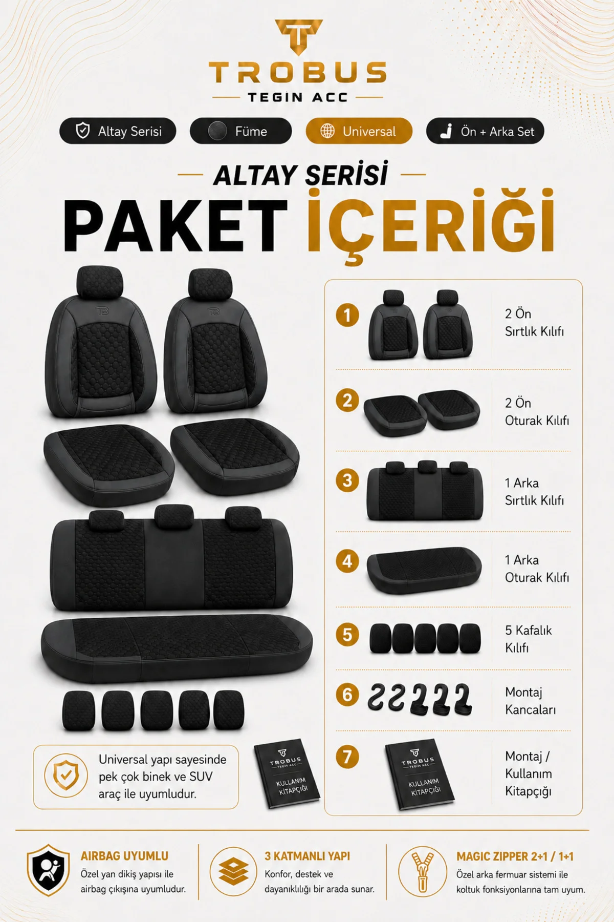 Dacia Sandero ve Stepway 2008 ve Sonrası Uyumlu Altay Bel Destekli Tay Tüyü Siyah Koltuk Kılıfı Fiyatı, Yorumları ve Özellikleri
