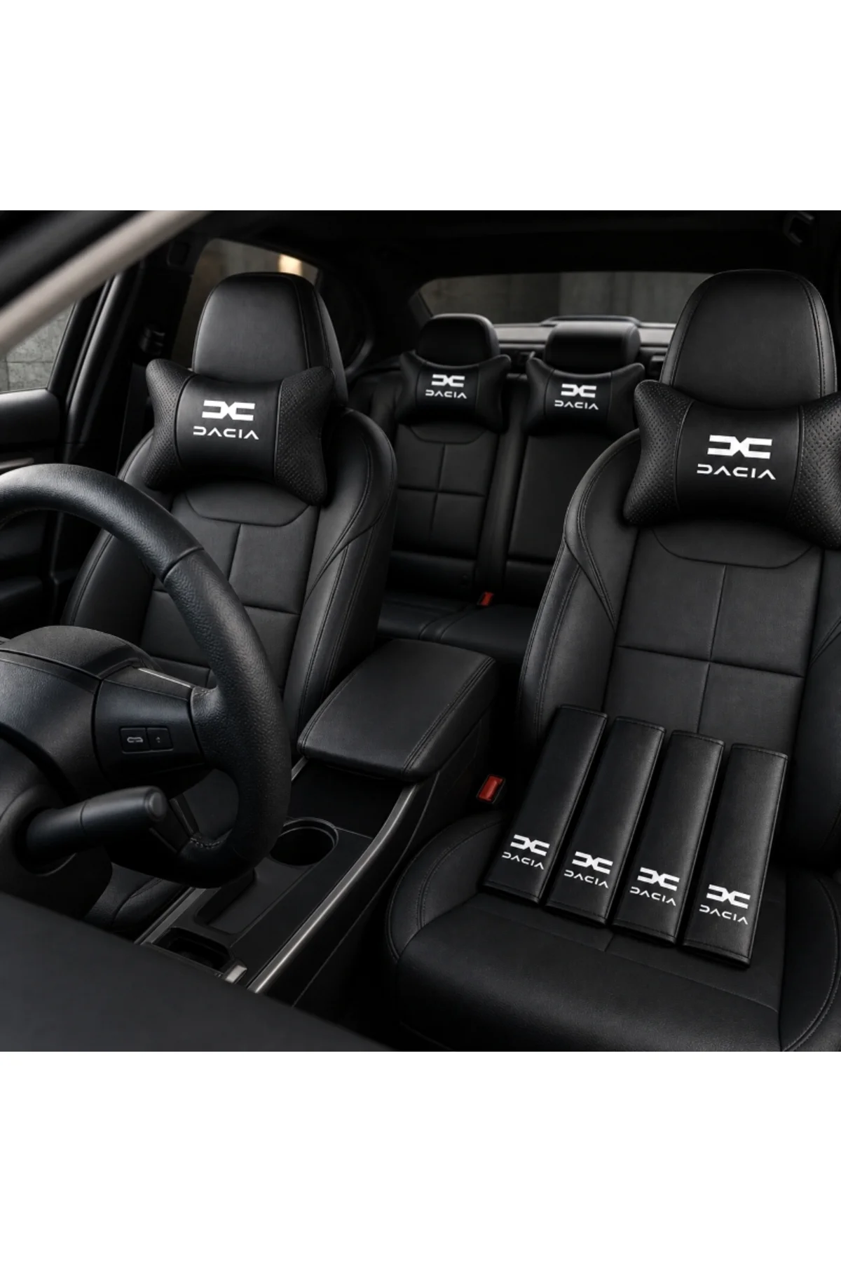 Dacia Yeni Logo 4 ad Yastık 4 ad Kemer 1 Adet Direksiyon Kılıfı Konfor Seti - Görsel 4