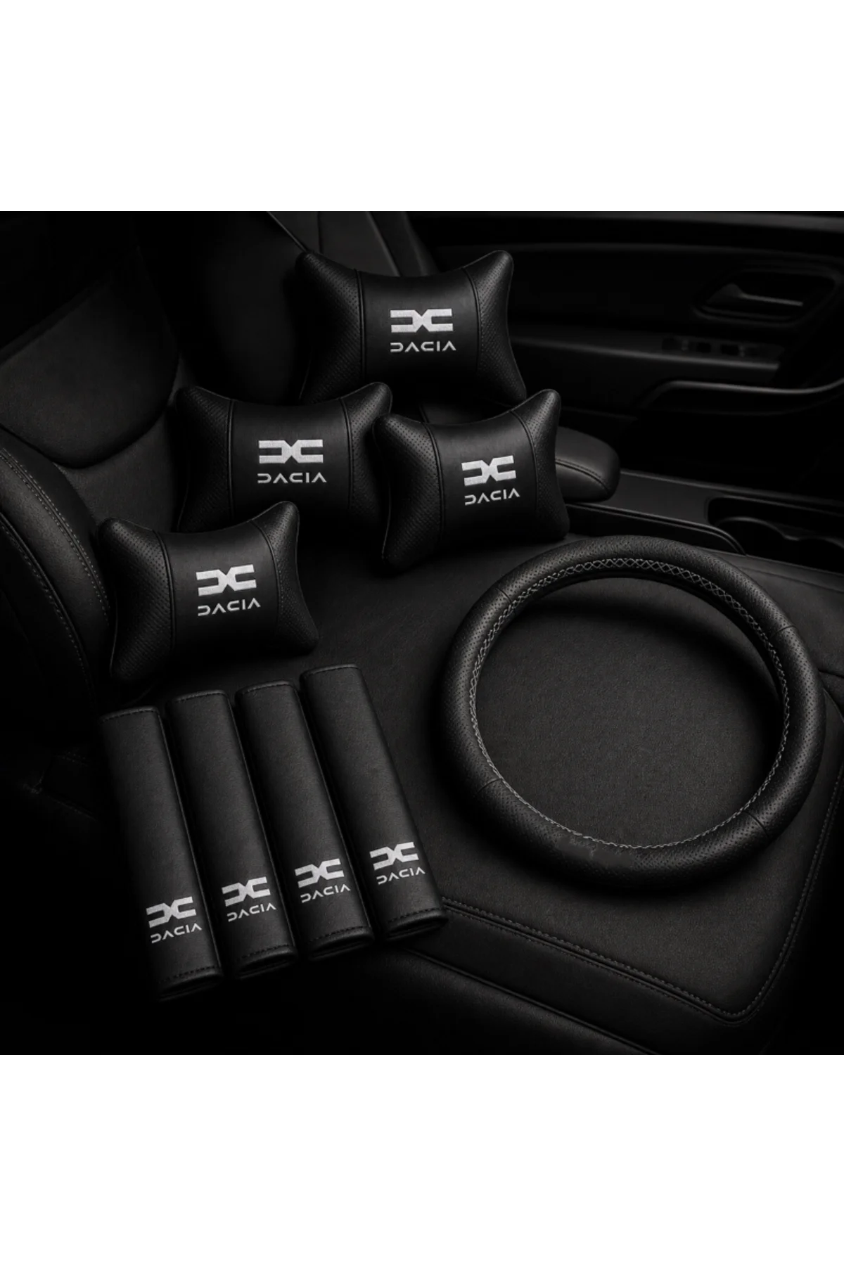 Dacia Yeni Logo 4 ad Yastık 4 ad Kemer 1 Adet Direksiyon Kılıfı Konfor Seti - Görsel 3