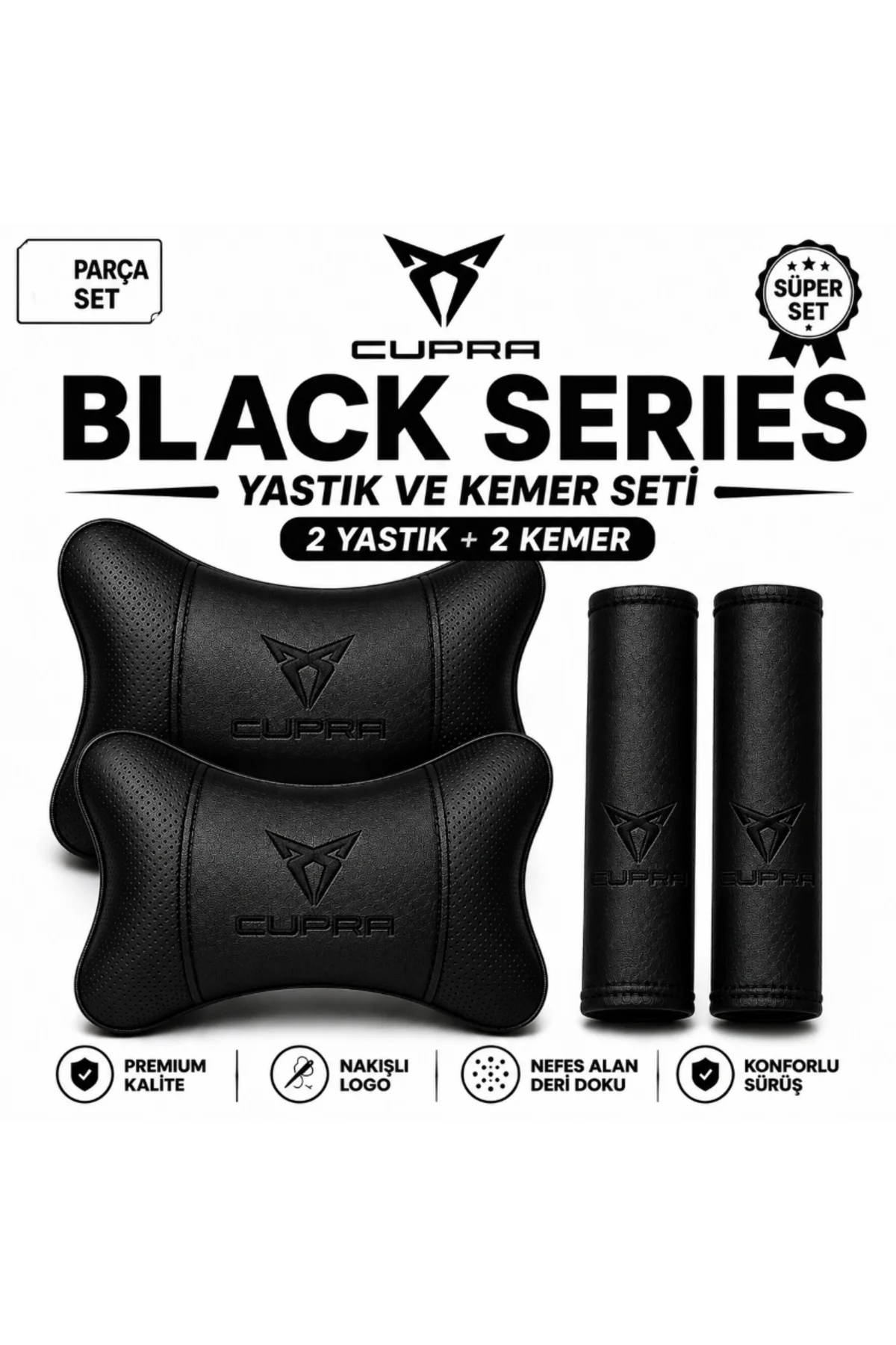 Dacia Yeni Logo Black Serisi 4 Parça Oto Boyun Yastığı ve Emniyet Kemer Pedi Seti – 2 Yastık + 2 Kemer Pedi, Siyah Nakışlı Dacia Yeni Logo Black Serisi 4 Parça Oto Boyun Yastığı ve Emniyet Kemer Pedi Seti – 2 Yastık + 2 Kemer Pedi, Siyah Nakışlı