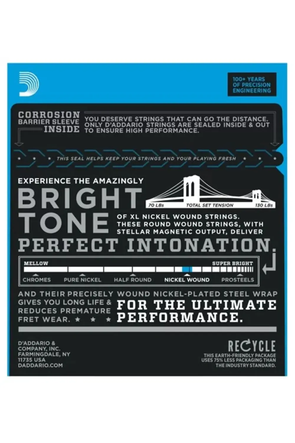 D'Addario (3 Set) Elektro Gitar Tel S, Xl, 10-46, Nickel