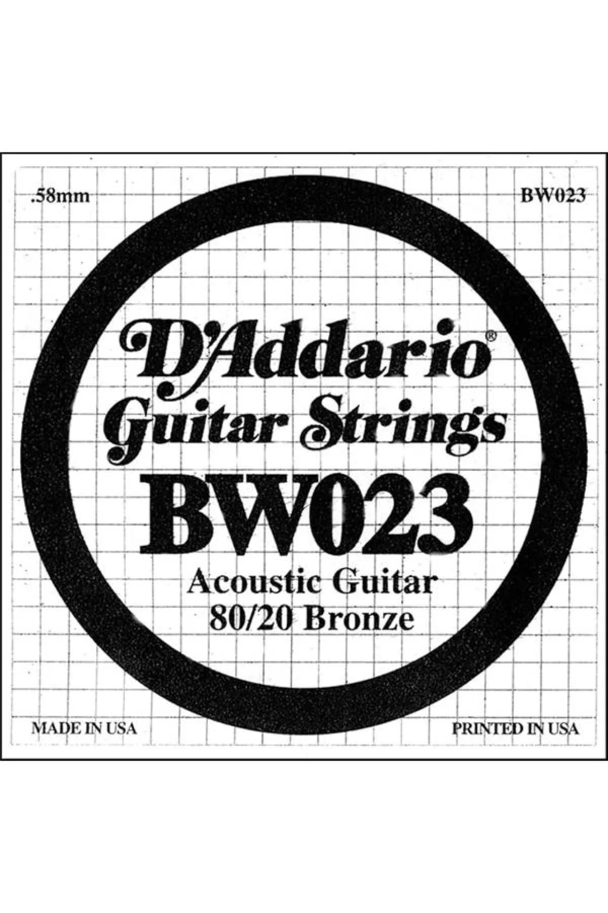 D'Addario Bw023 Akustik Tek Tel, 80/20 Bronze Wound, 023, (Sol) P