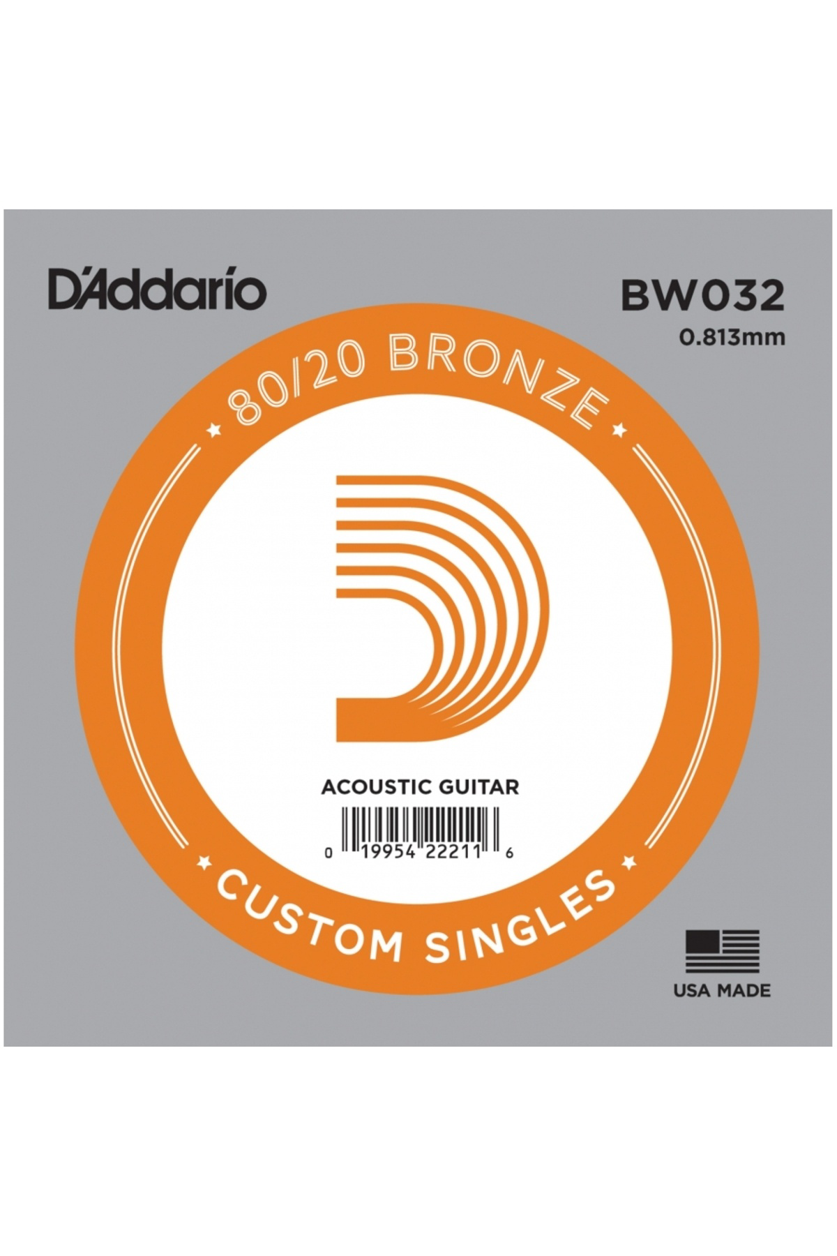 Daddarıo Bw032 Akustik Tek Tel, 80/20 Bronze Wound, 032, ( Re)