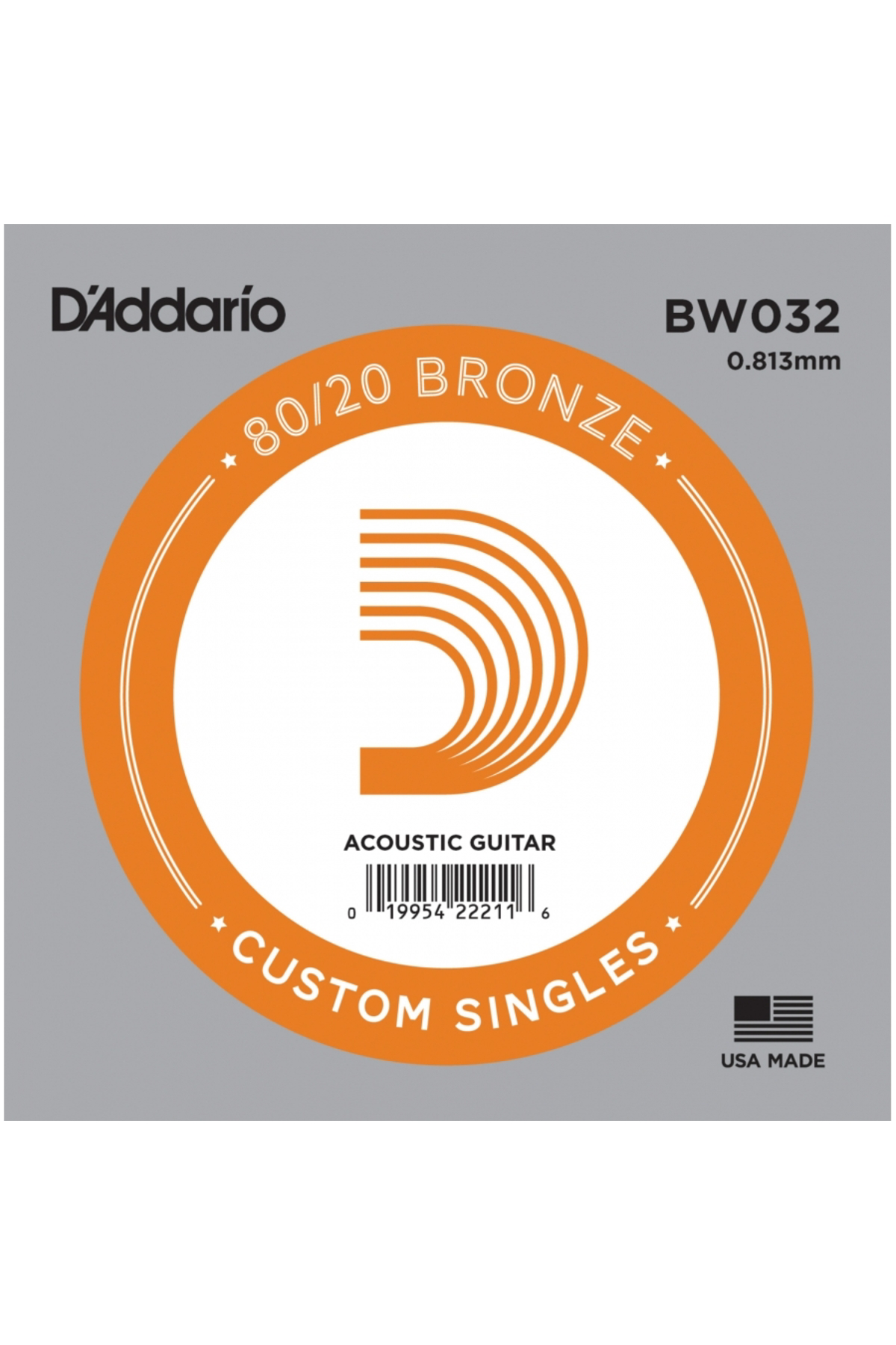 Daddario Daddarıo Bw032 Akustik Tek Tel, 80/20 Bronze Wound, 032, ( Re)
