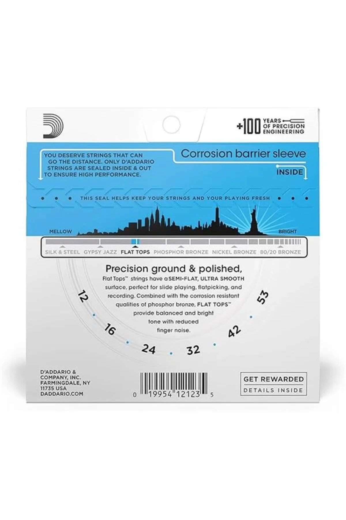 D'Addario Eft16 Akustik Gitar Tel Seti, Flat Tops, Phosphor Bronz