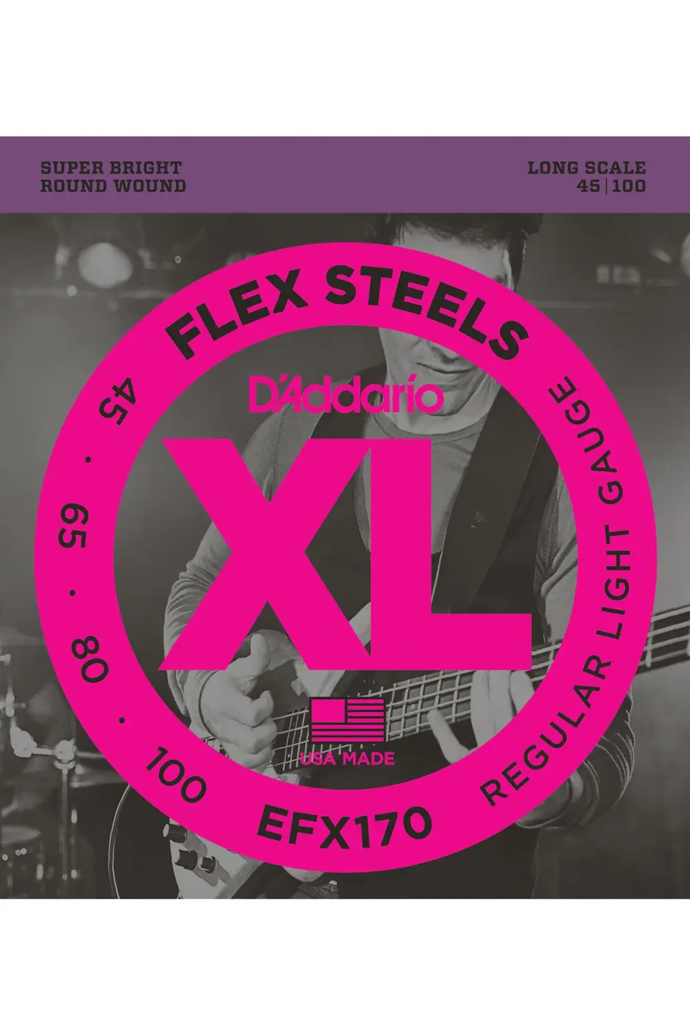 DADDARIO EFX170 BAS GİTAR TEL SETİ, FLEXSTEELS, REGULAR LIGHT GAU
