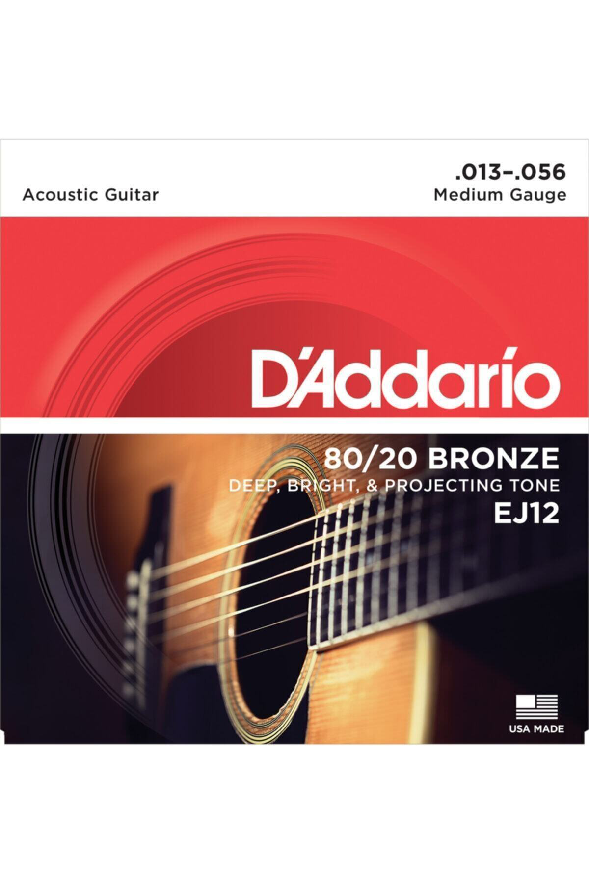 Daddarıo Ej12 Akustik Gitar Tel Seti, 80/20 Bronze, Medıum Gauge