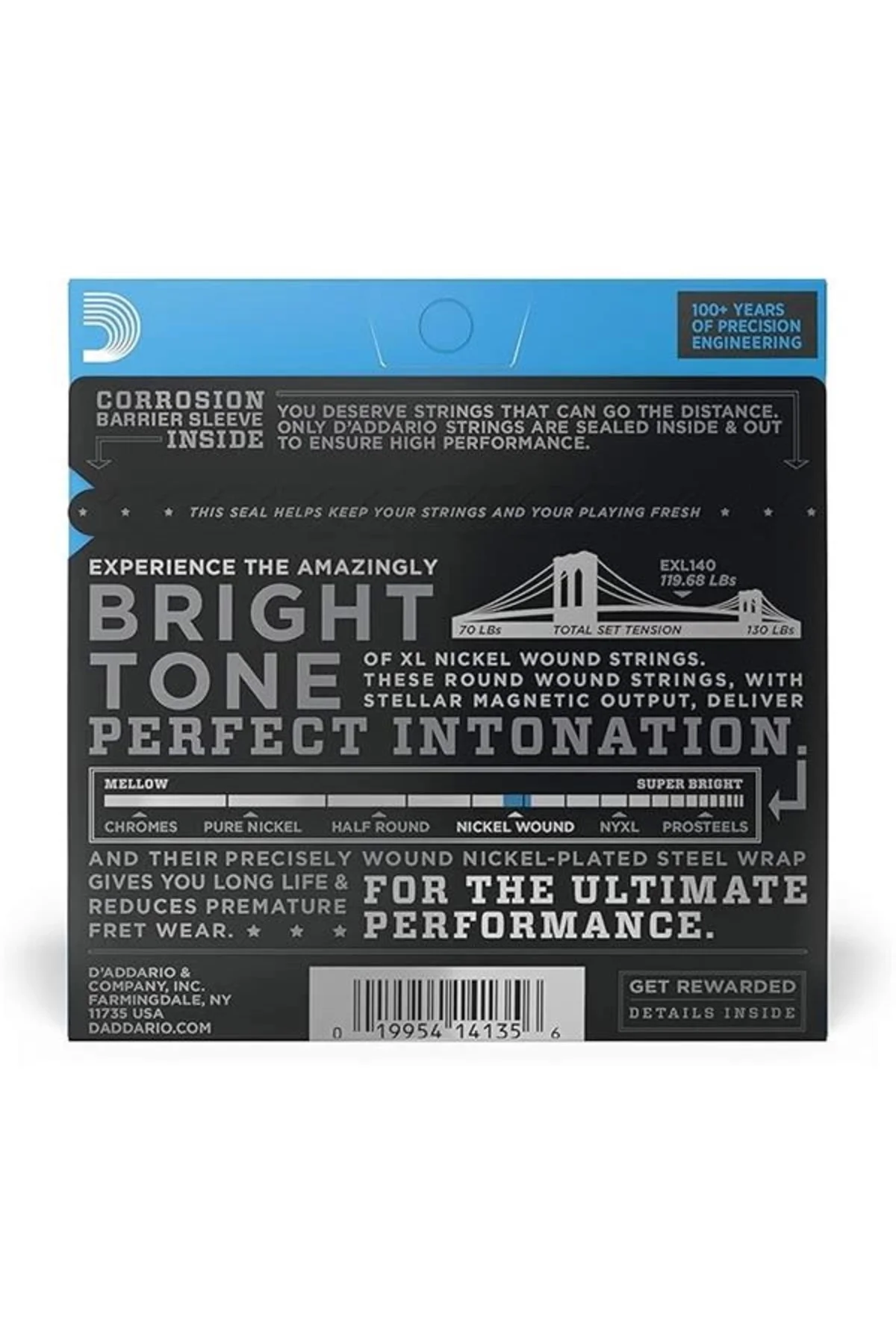 D'Addario EXL140 Light Top/Heavy Bottom Elektro Gitar Teli (10-52