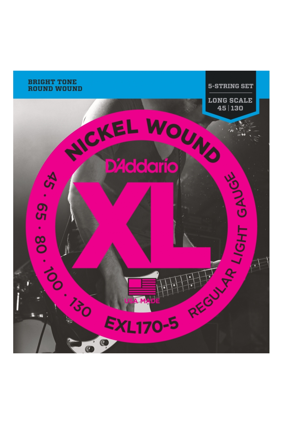 Daddarıo Exl170-5 Bas Gitar Tel Seti, Xl Serisi, 5 Telli, 0.45-13