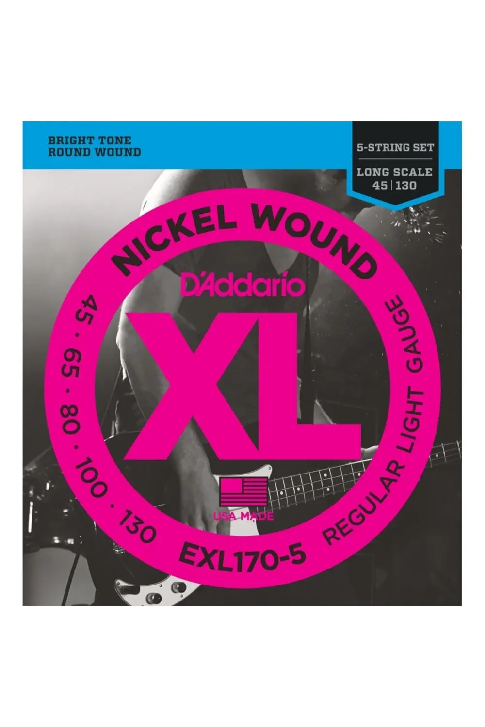 Daddarıo Exl170-5 Bas Gitar Tel Seti, Xl Serisi, 5 Telli, 0.45-13