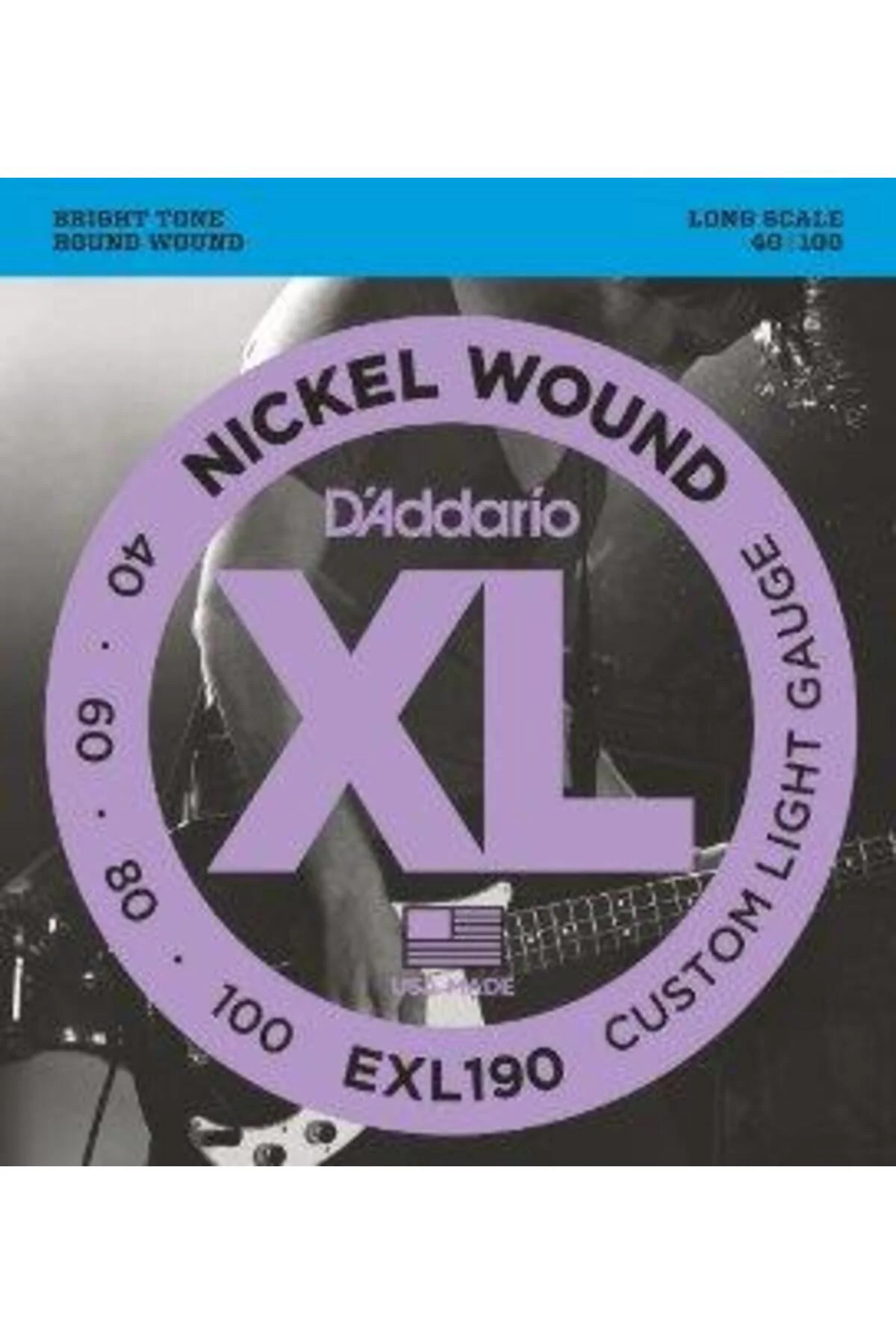 D'Addario EXL190 XL Nickel Serisi Bas Gitar Tel Seti (Custom Ligh