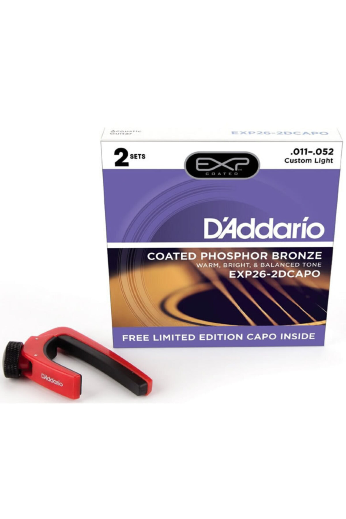 Daddario D'addario Exp26-2Dcapo Takım Tel Akustik Gitar Teli 011-052 (2 Se