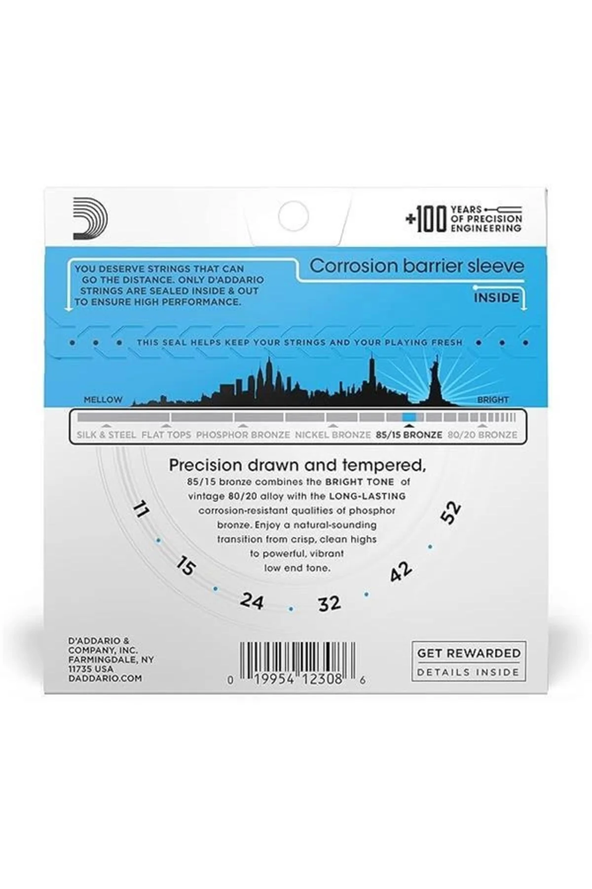 D'Addario Ez910 Akustik Gitar Tel Seti, 85/15 Bronze, Light Gauge