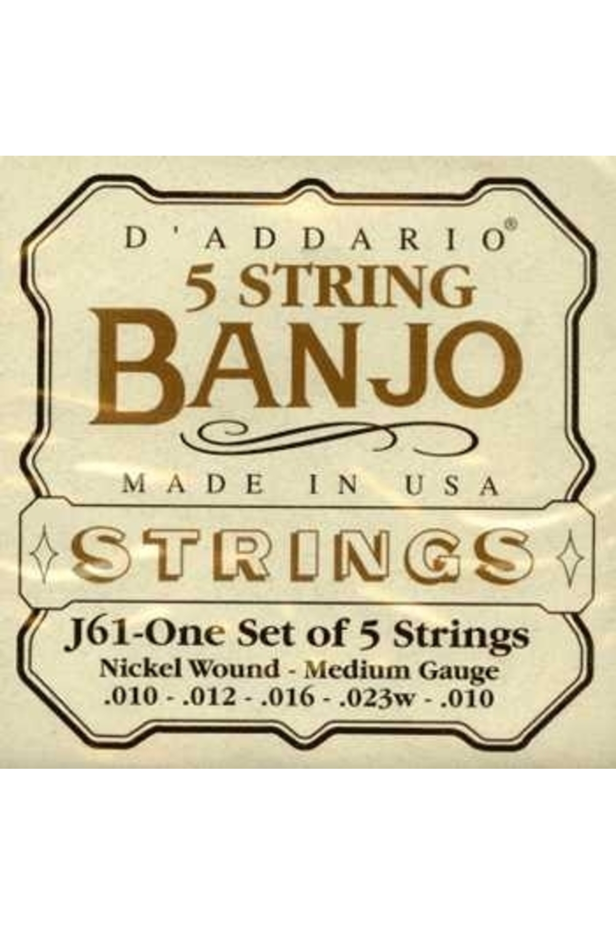 DADDARIO J61 BANJO TEL SETİ, NICKEL WOUND, MEDIUM GAUGE, (0.010