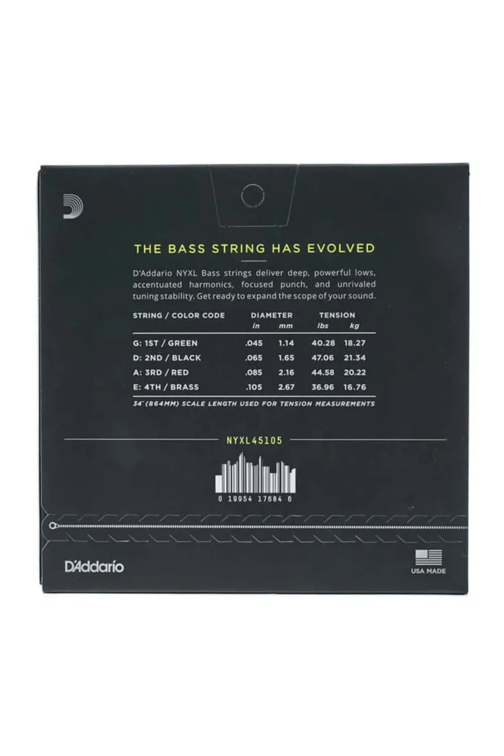DADDARIO NYXL45105 BAS GİTAR TEL SETİ, NYXL SERİSİ, LONG SCALE, 4