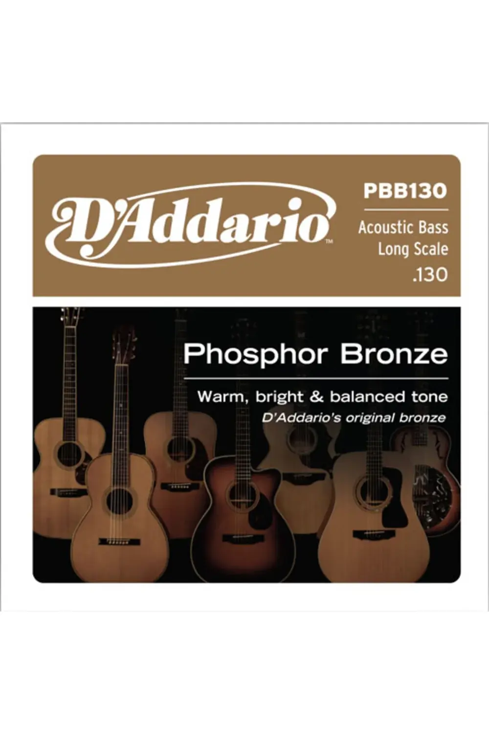 DADDARIO PBB130 AKUSTİK BAS GİTAR TEK TELİ, PHOSPHOR BRONZE, LONG