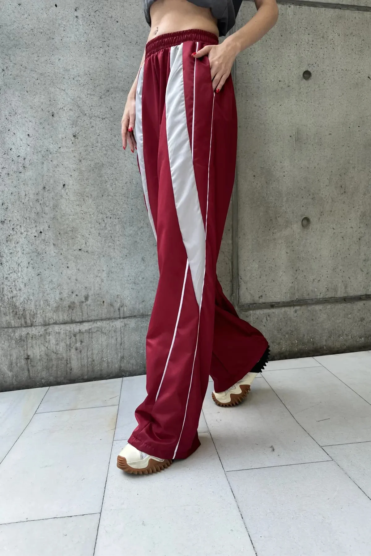 DADYAML Bloklu Bordo Paraşüt Pantolon 9562