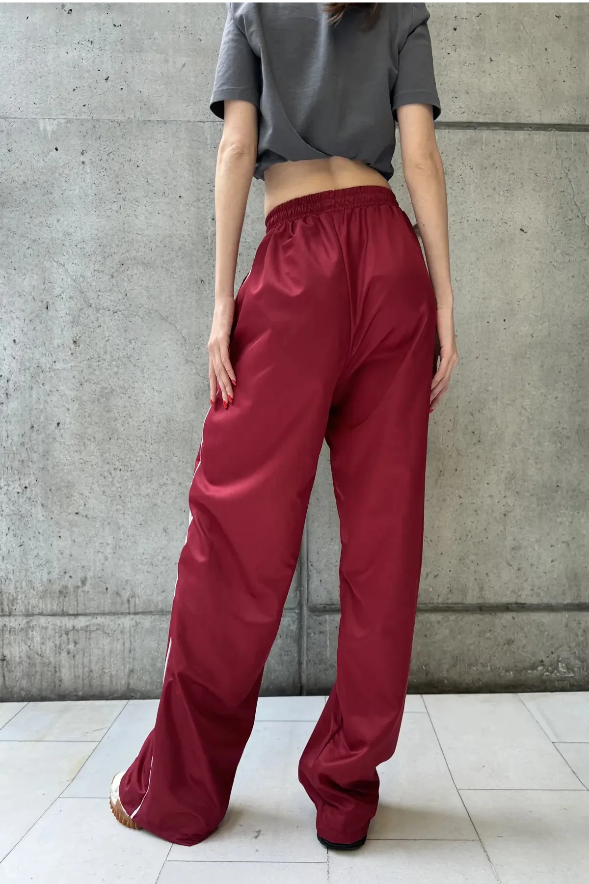 DADYAML Bloklu Bordo Paraşüt Pantolon 9562