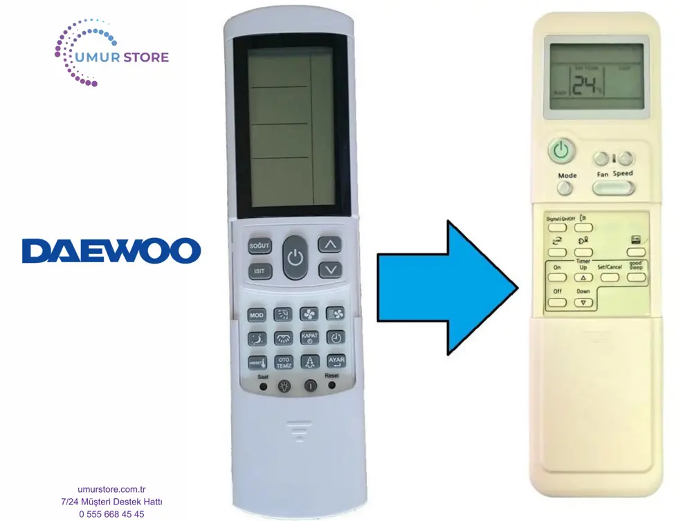 Daewoo Inverter Klima Uyumlu Kumanda