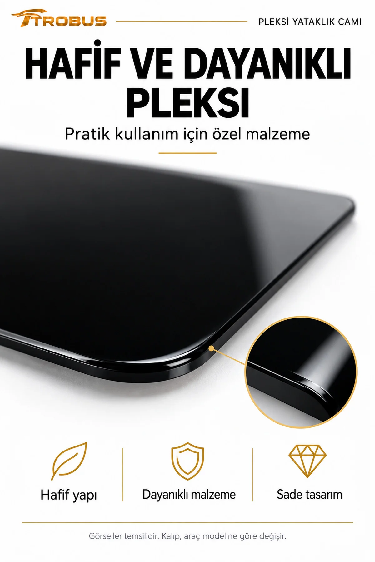DAF New Generation XG 2024+ Siyah Pleksi Yataklık Camı Sağ Sol 2 Parça - Görsel 2