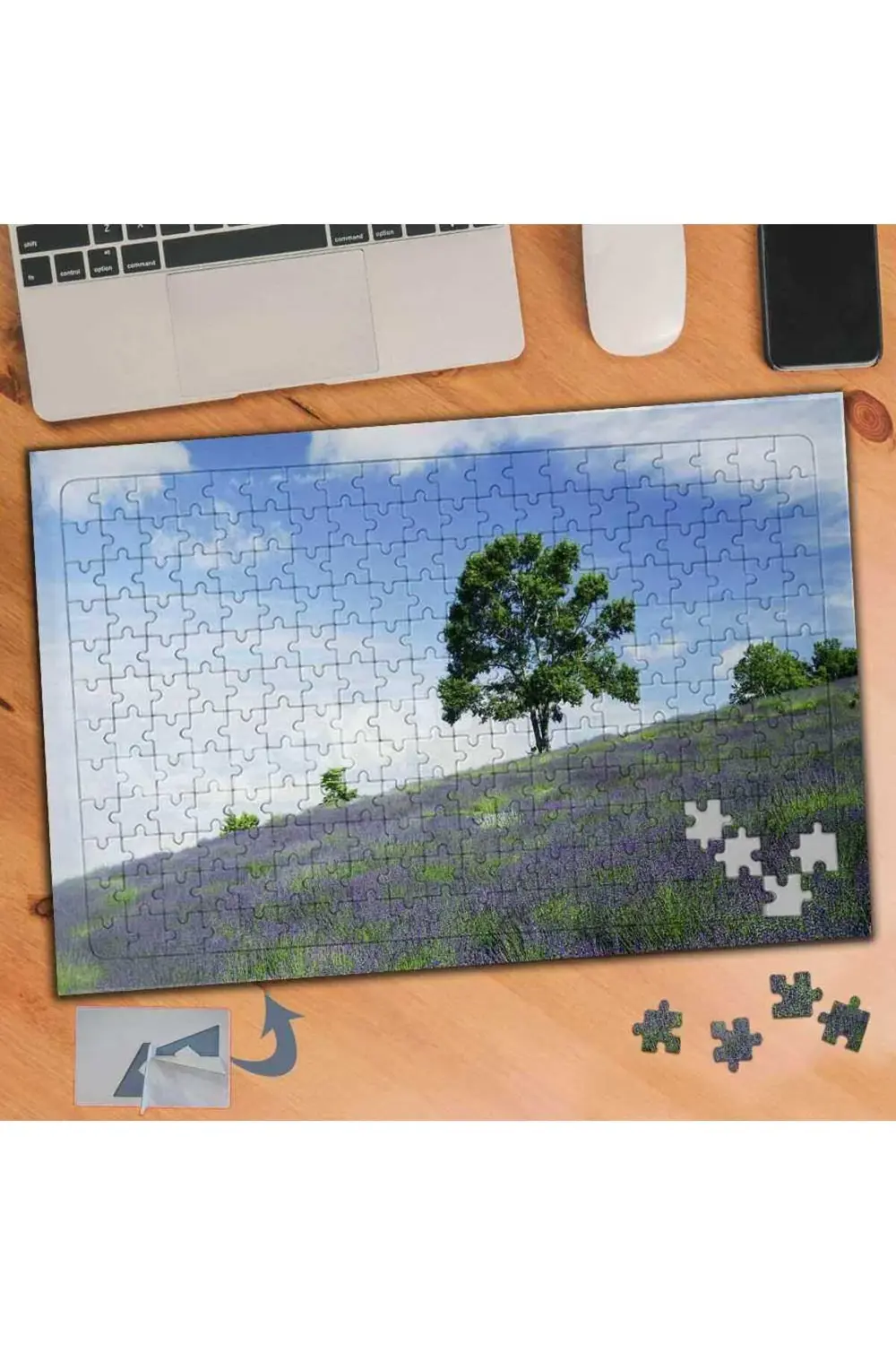 Dağdaki Ağaç, Manzara 240 Parça Puzzle Yapboz Tablo-621