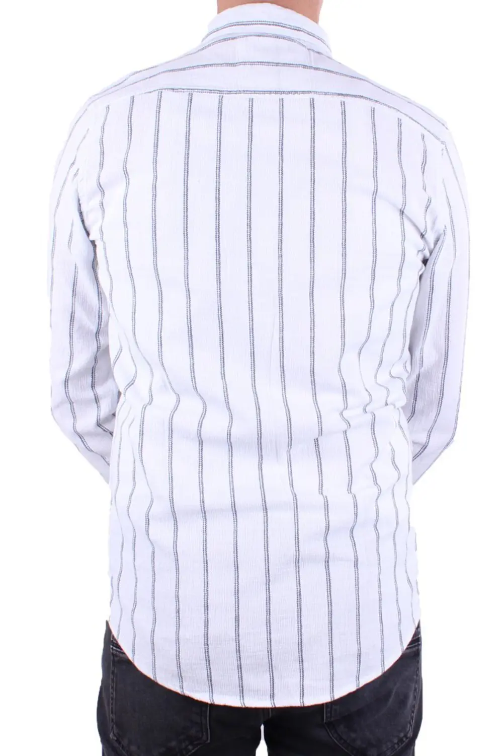 Dagoster DMG23-114098 Beyaz Lacivert Günlük Hasır Keten Normal Ka