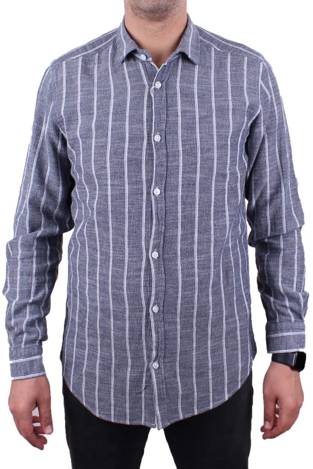 Dagoster DMG23-114098 Lacivert Beyaz Günlük Hasır Keten Normal Ka