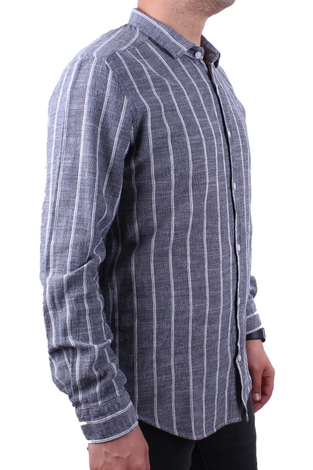 Dagoster DMG23-114098 Lacivert Beyaz Günlük Hasır Keten Normal Ka