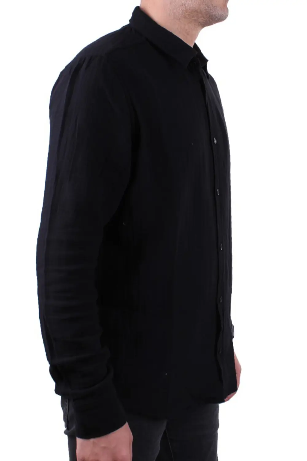 Dagoster DMG23-121362 Siyah Günlük Müslin Normal Kalıp Uzun Kol E