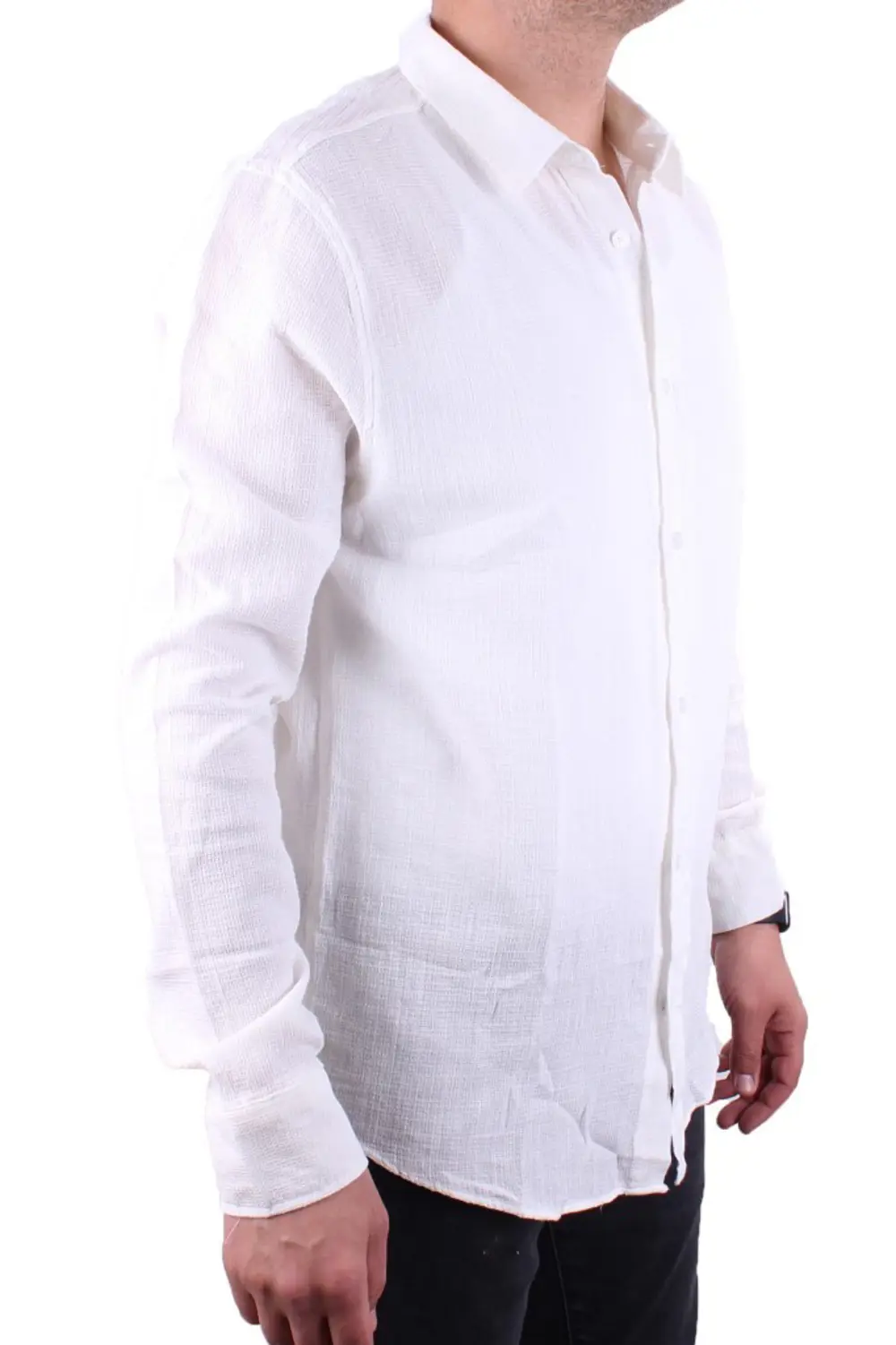 Dagoster DMG23-128281 Ekru Günlük Normal Kalıp Uzun Kol Erkek Göm
