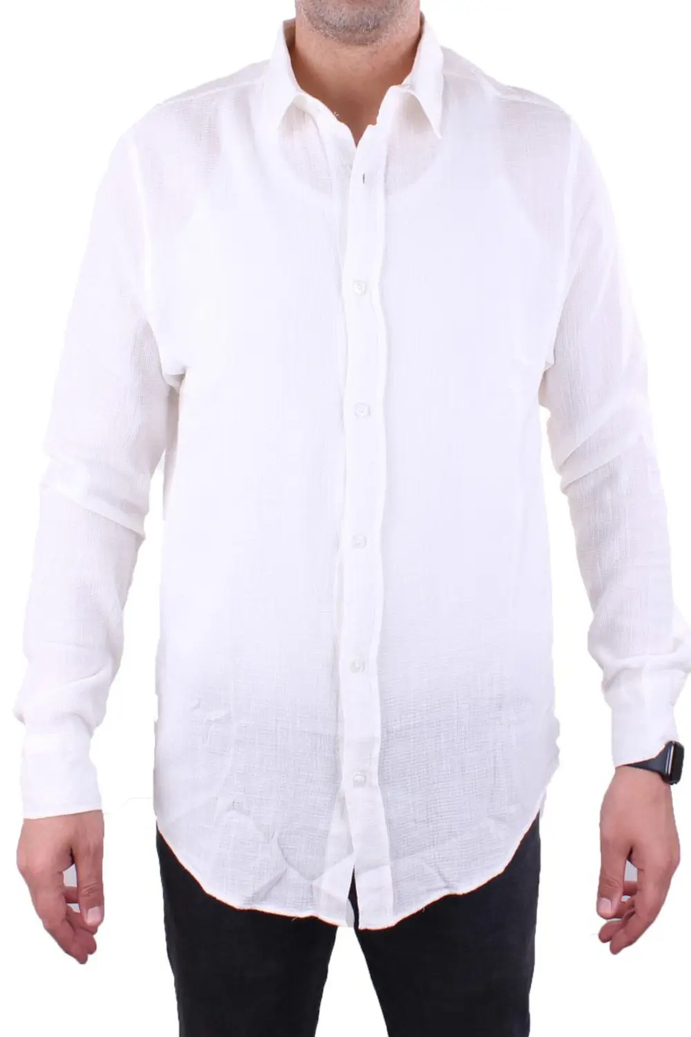 Dagoster DMG23-128281 Ekru Günlük Normal Kalıp Uzun Kol Erkek Göm