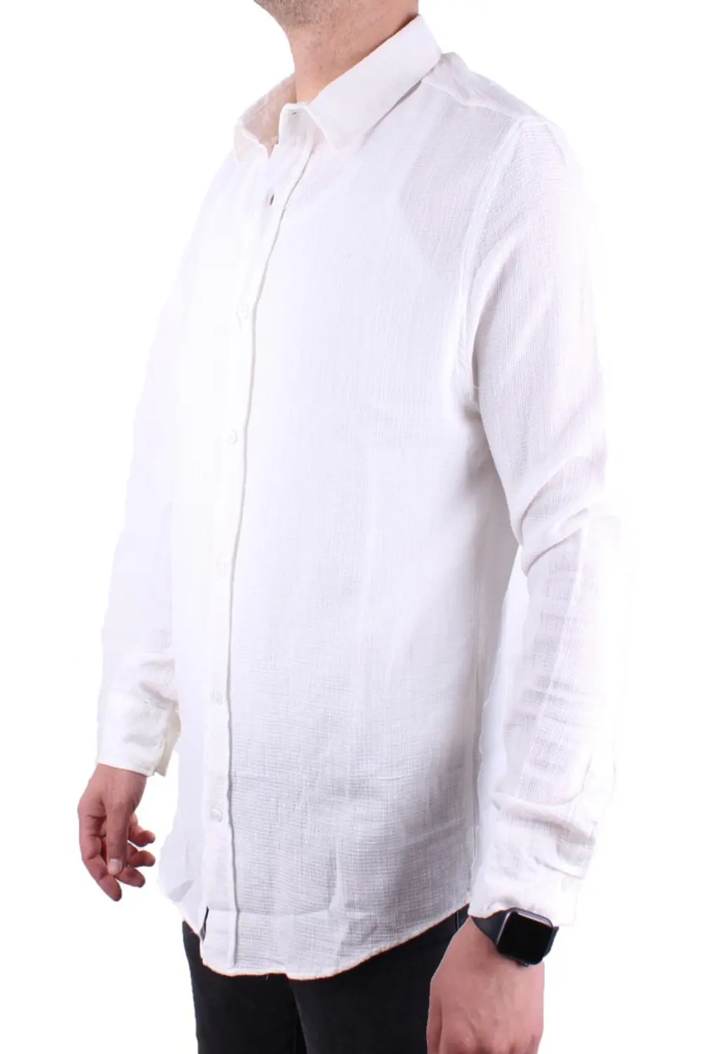 Dagoster DMG23-128281 Ekru Günlük Normal Kalıp Uzun Kol Erkek Göm