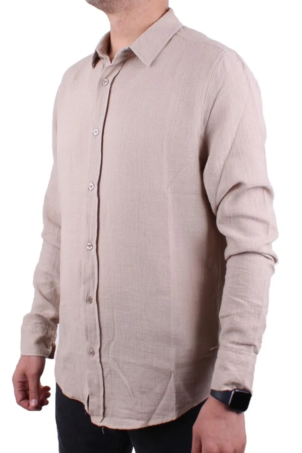 Dagoster DMG23-128281 Taş Günlük Normal Kalıp Uzun Kol Erkek Göml