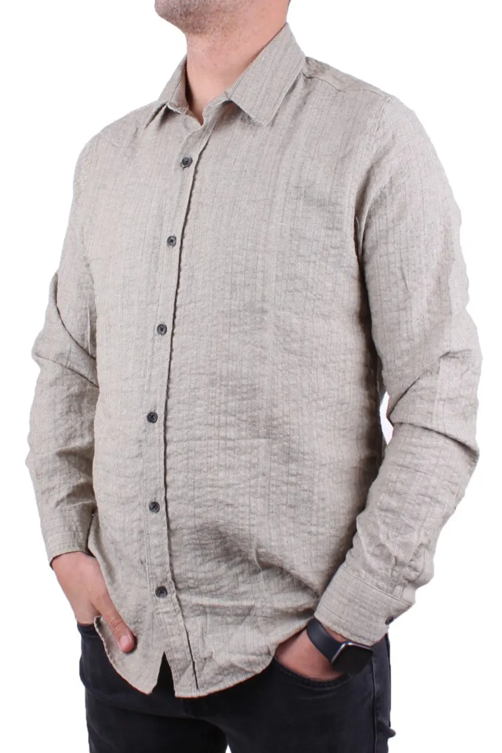 Dagoster DMG23-129627 Haki  Günlük Normal Kalıp Uzun Kol Erkek Gö