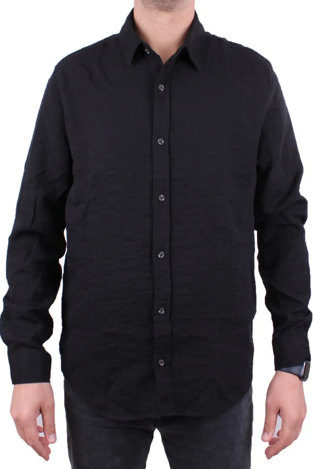 Dagoster DMG23-129627 Siyah  Günlük Normal Kalıp Uzun Kol Erkek G