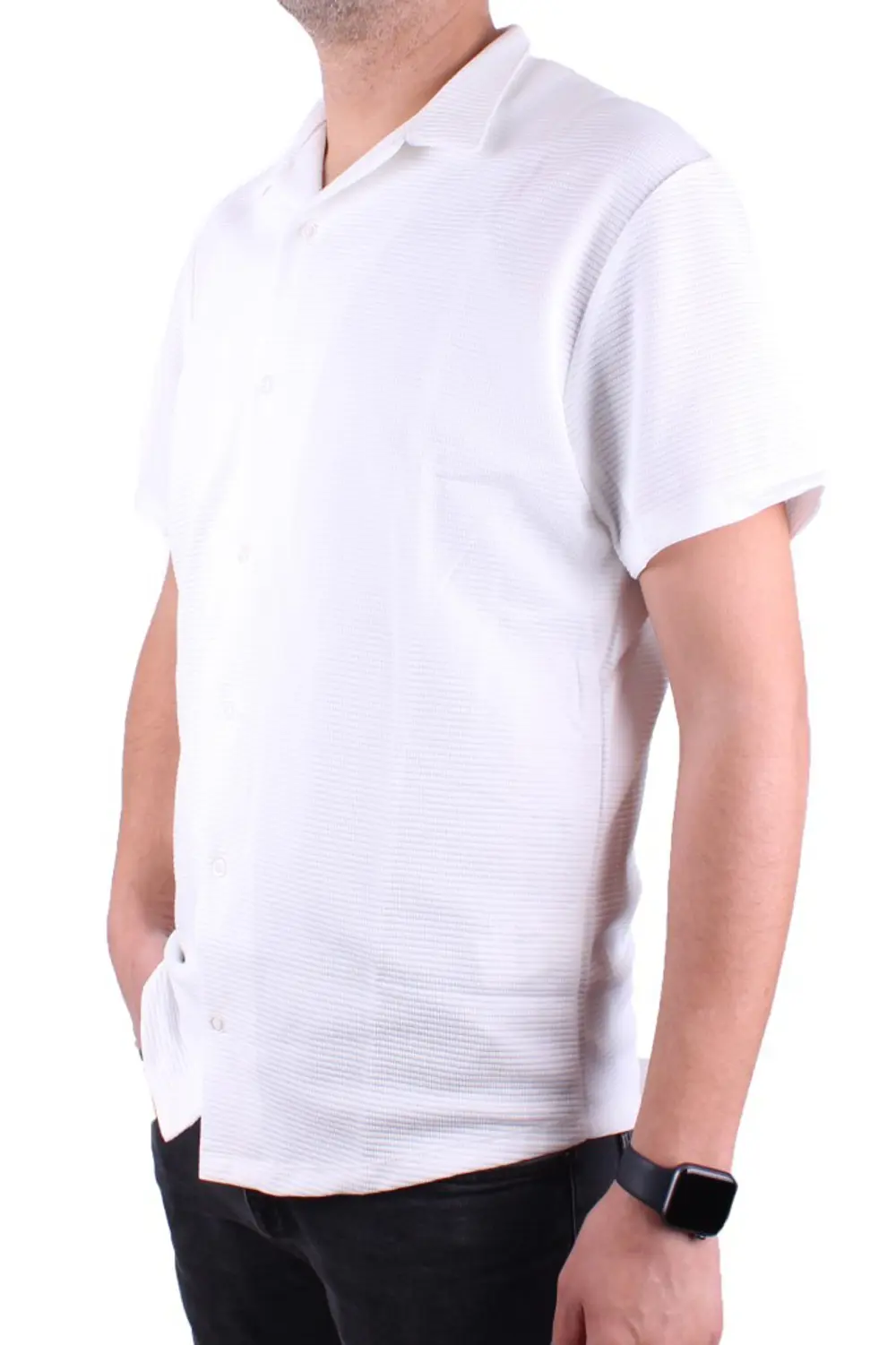 Dagoster DMG23-199598 Ekru Ottoman Örme Apaj Yaka Oversize Kalıp 