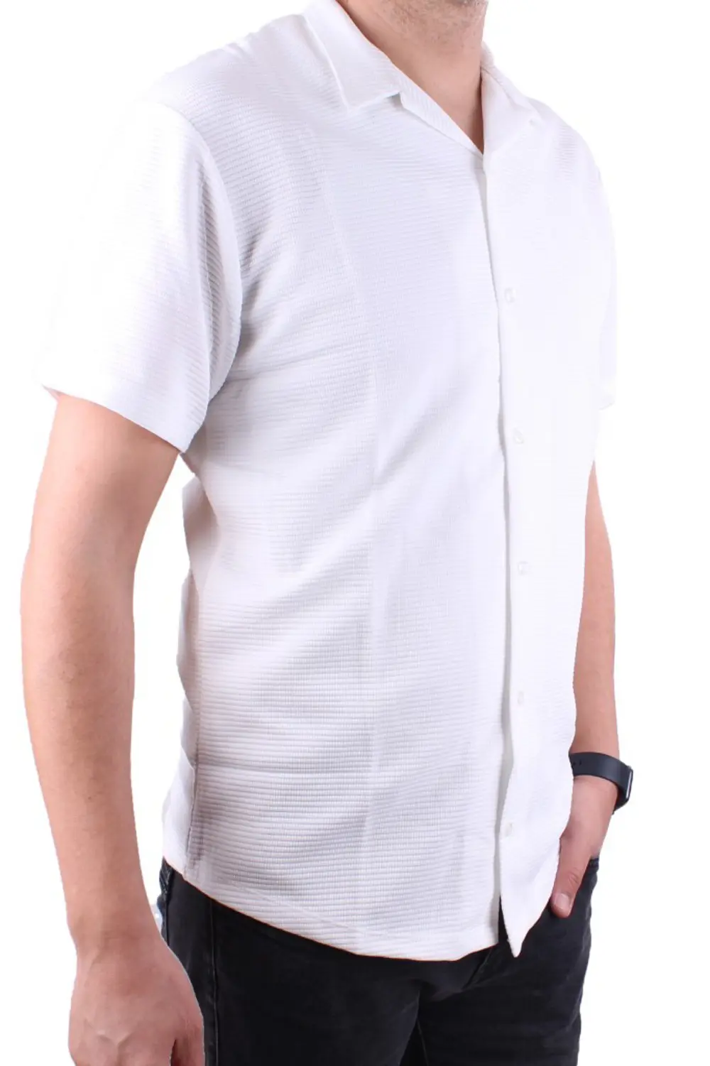 Dagoster DMG23-199598 Ekru Ottoman Örme Apaj Yaka Oversize Kalıp 