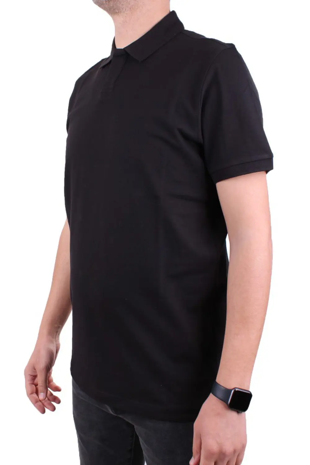 Dagoster DMG23-231319 Siyah Günlük Yarım Patlı Pike Polo Yaka Erk