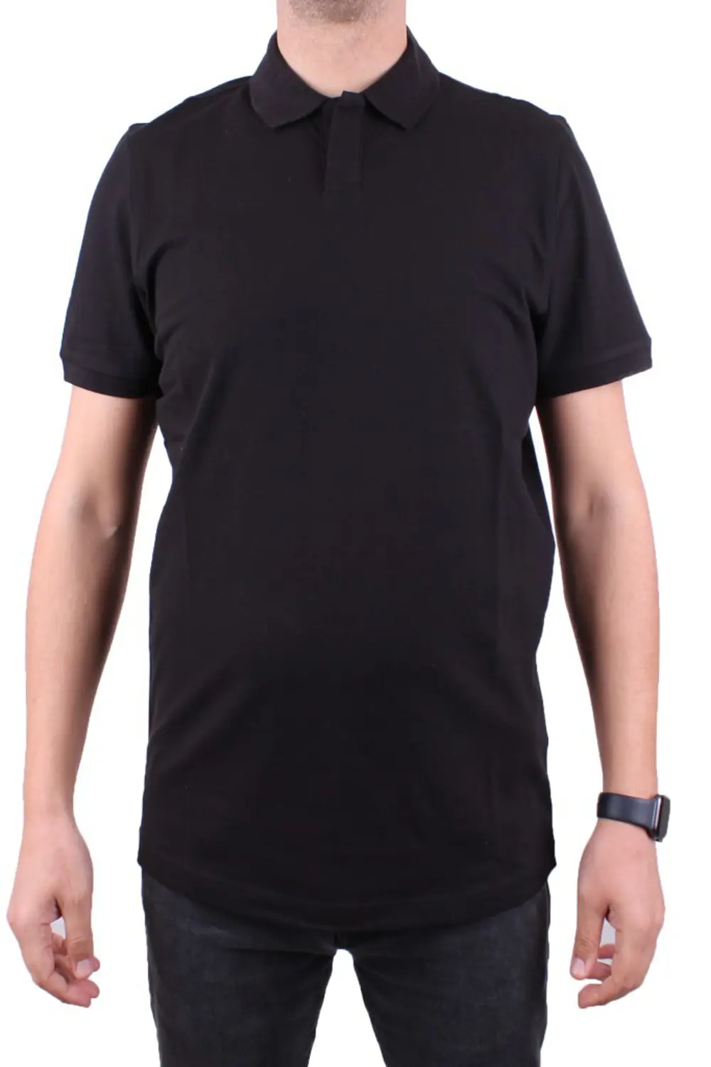 Dagoster DMG23-231319 Siyah Günlük Yarım Patlı Pike Polo Yaka Erk