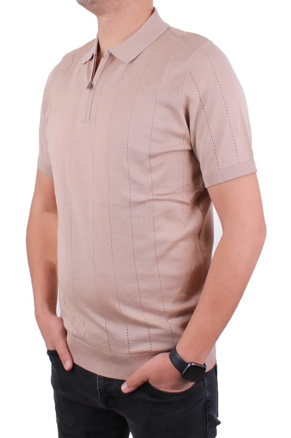 Dagoster DMG23-511228 Bej Günlük Fermuarlı Polo Yaka Erkek Tişört Dagoster DMG23-511228 Bej Günlük Fermuarlı Polo Yaka Erkek Tişört