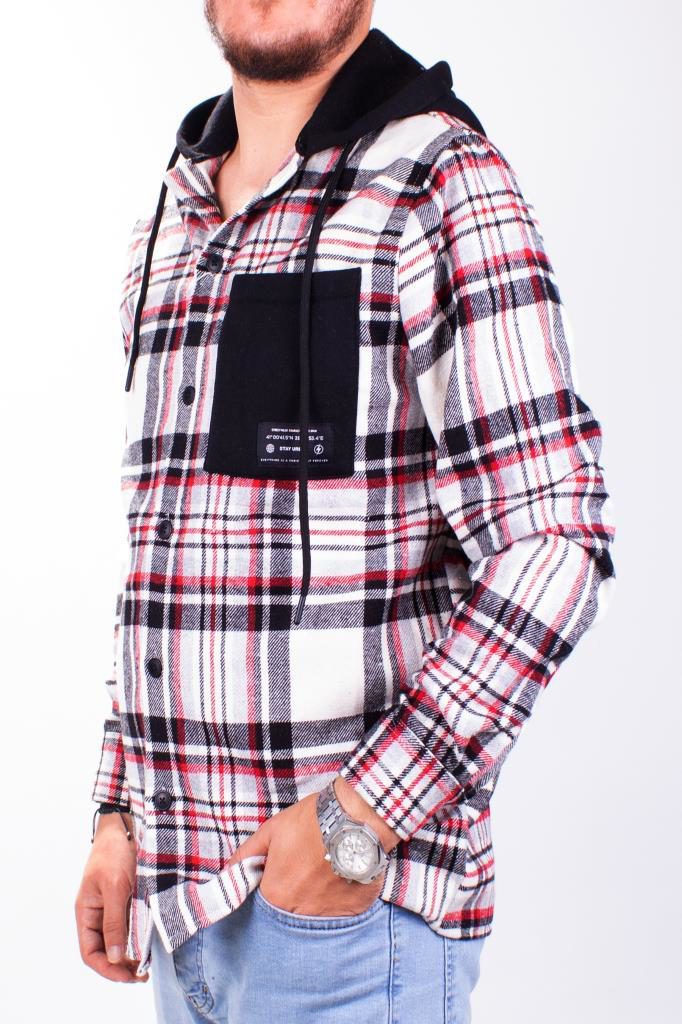 Dagoster  Dmg23-193714 Ekru Kırmızı Günlük Kapüşonlu Oversize Odun