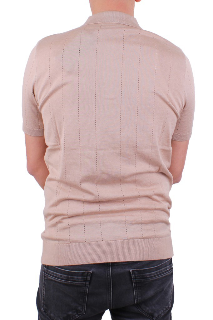 Dagoster  Dmg23-511228 Bej Günlük Fermuarlı Polo Yaka Erkek Tişört