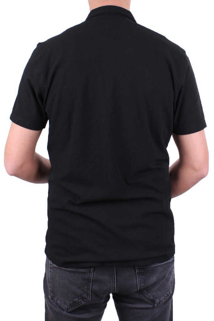 Dagoster  Dmg23-118381 Siyah Örme Apaj Yaka Dar Kalıp Kısa Kol Erk